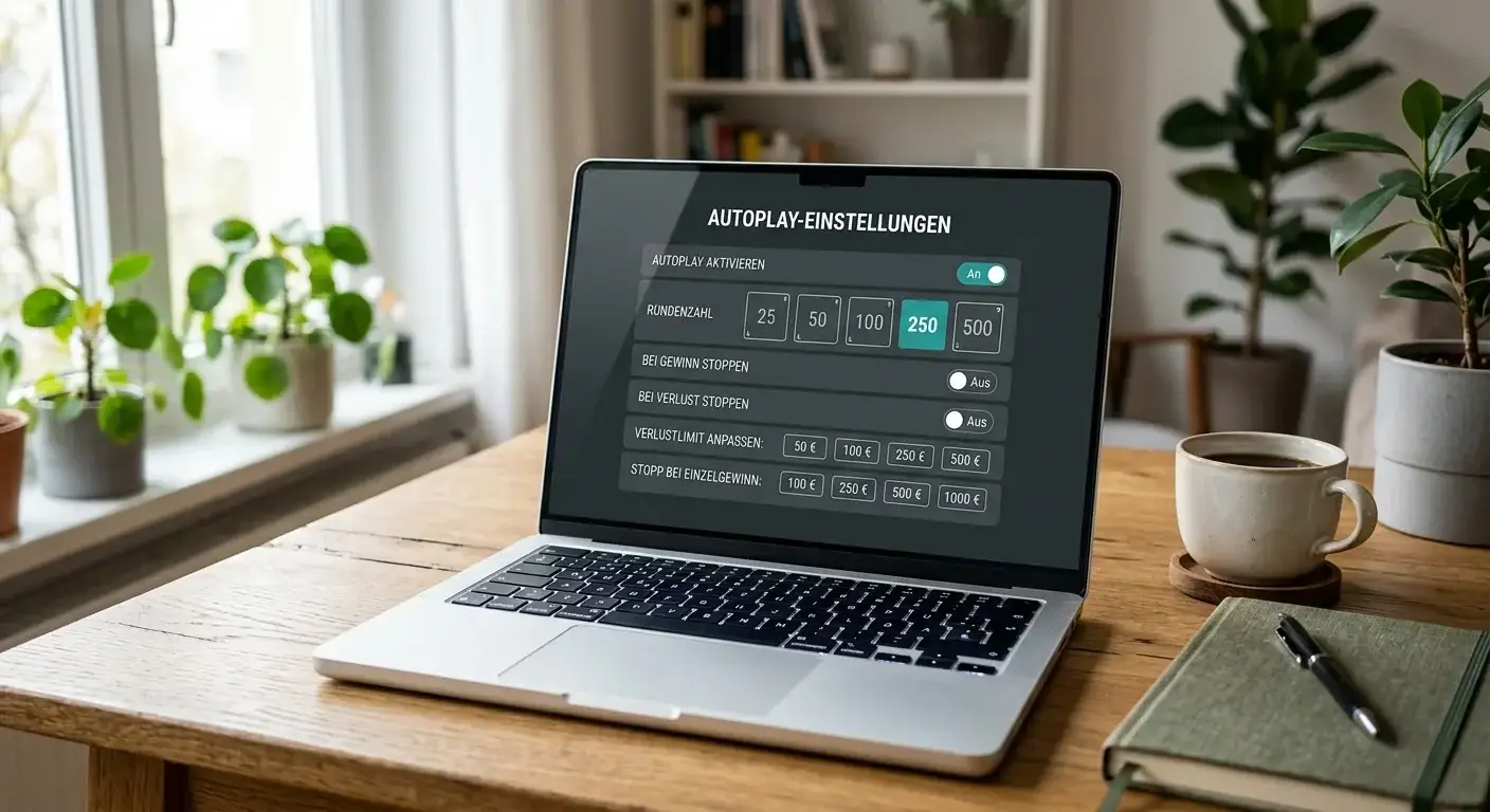 Laptop mit geöffnetem Autoplay-Menü und Auswahl der Rundenzahl