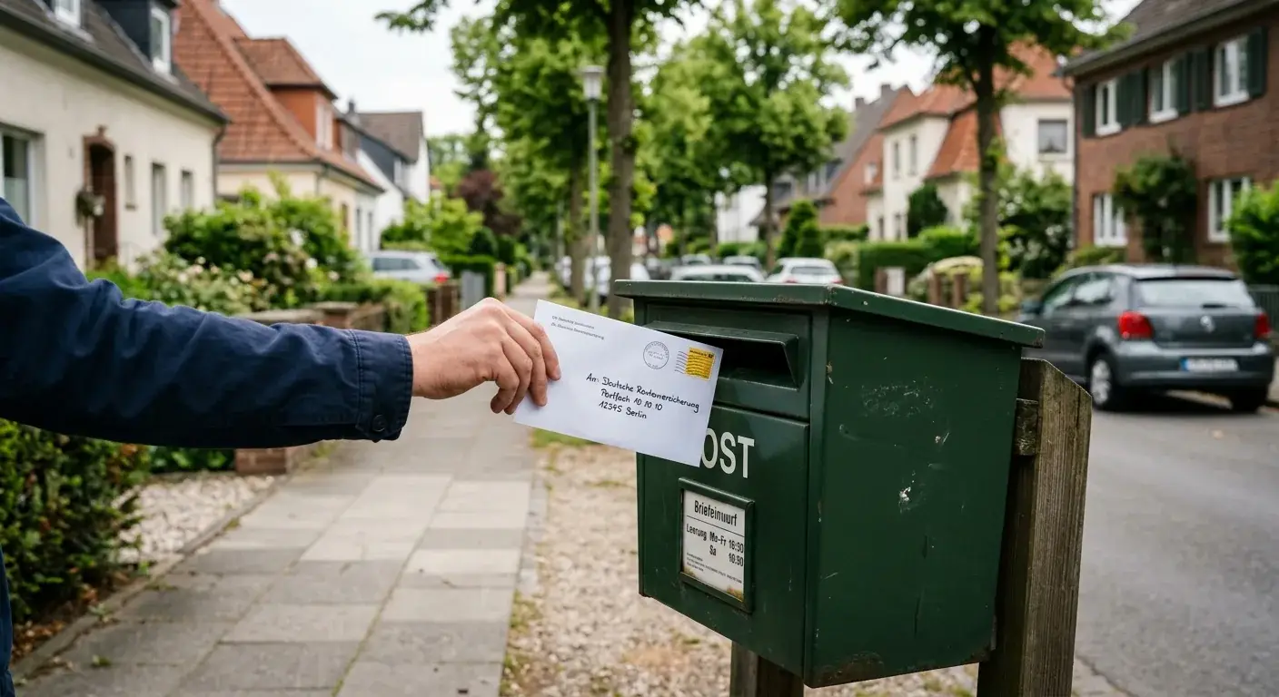 Briefumschlag im Postkasten symbolisiert den Postweg eines Aufhebungsantrags