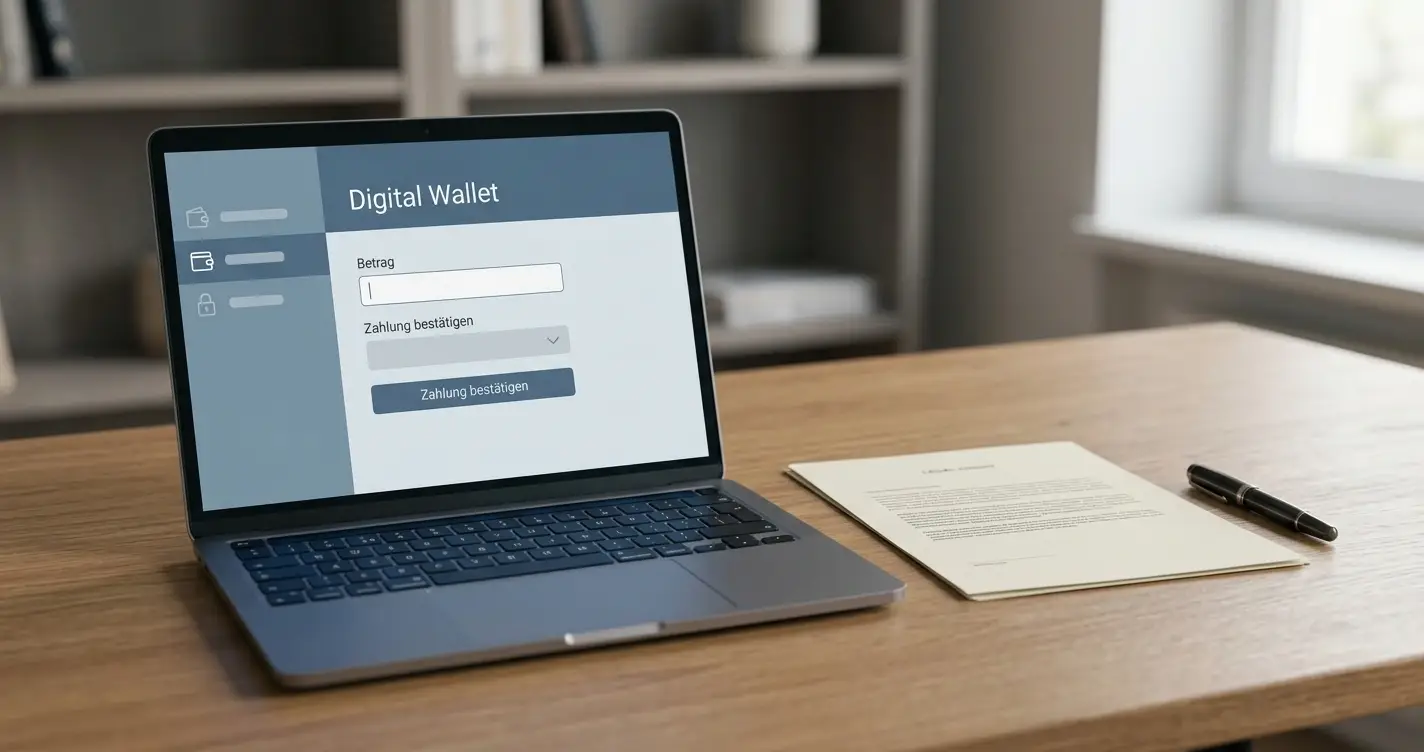 MiFinity-Wallet und neutraler Casino-Kassierer auf einem Schreibtisch