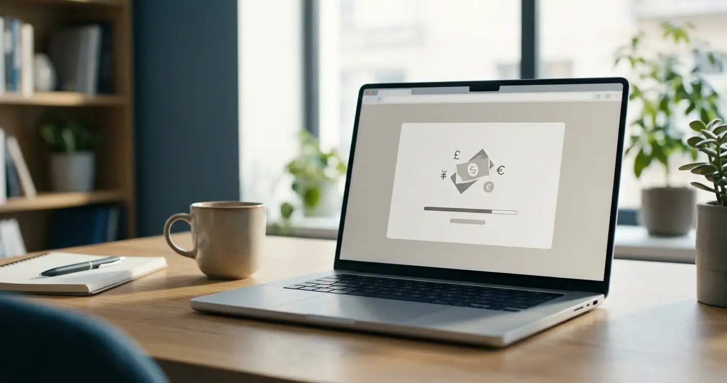 Laptop mit neutraler Zahlungsoberfläche für Sofort im Online-Casino
