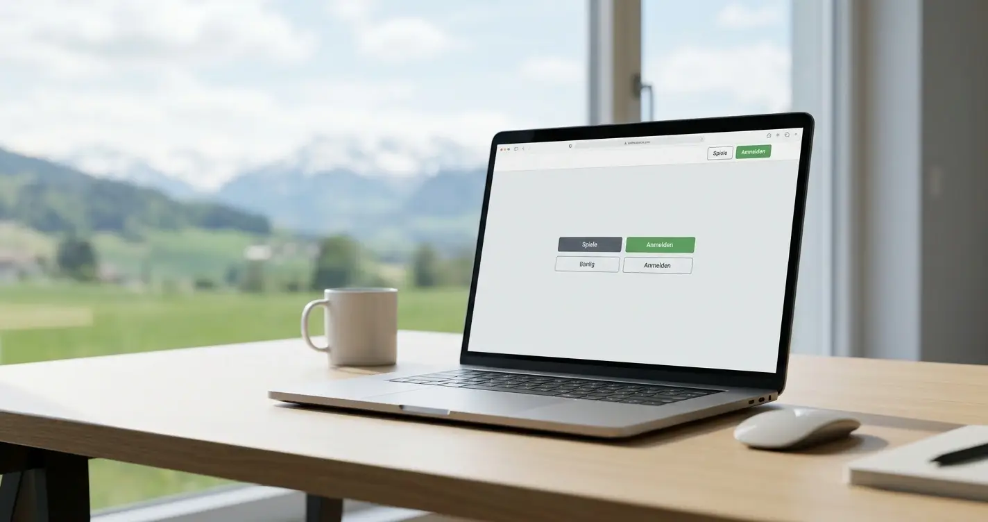 Laptop mit neutraler Schweizer Zahlungsübersicht und Casinovergleich