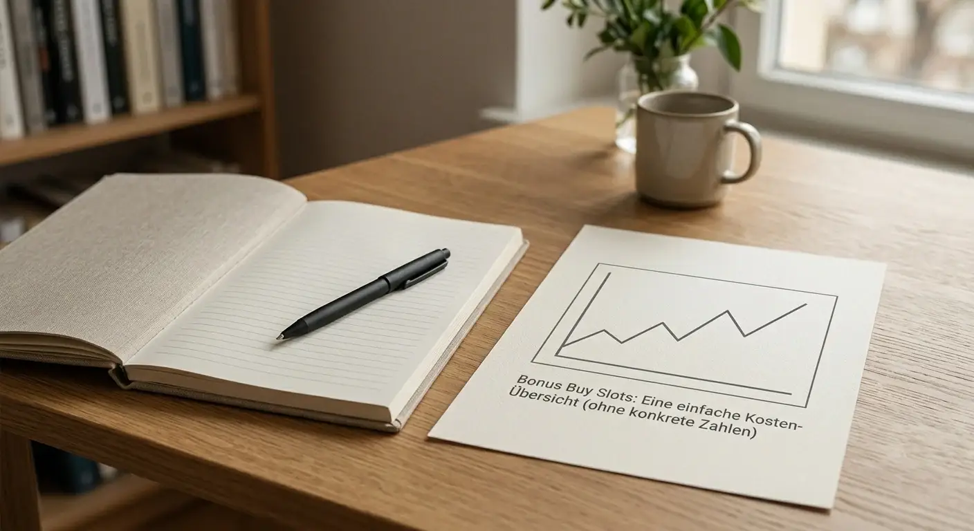 Schreibtisch mit Notizblock, Stift und einem schlichten Diagramm ohne Zahlen zur Budgetplanung