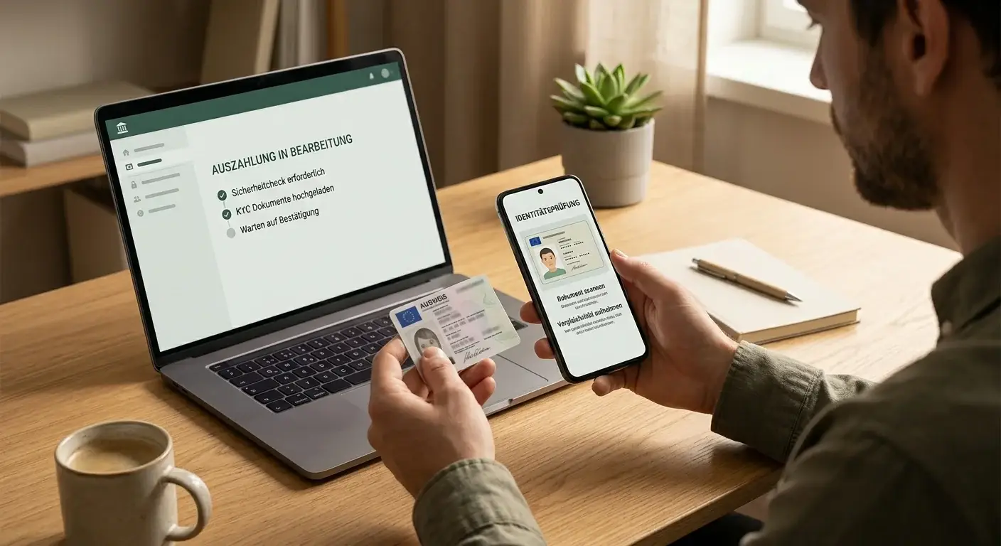 Auszahlung mit KYC-Verifizierung und Auszahlungsdauer pro Zahlungsmethode