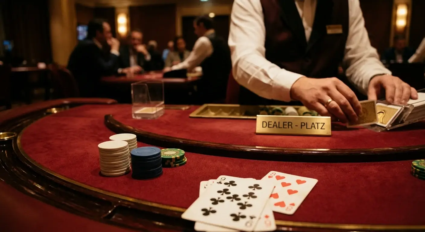 Kartentisch mit Dealer-Position für Casino Hold'em und 3 Card Poker gegen das Haus