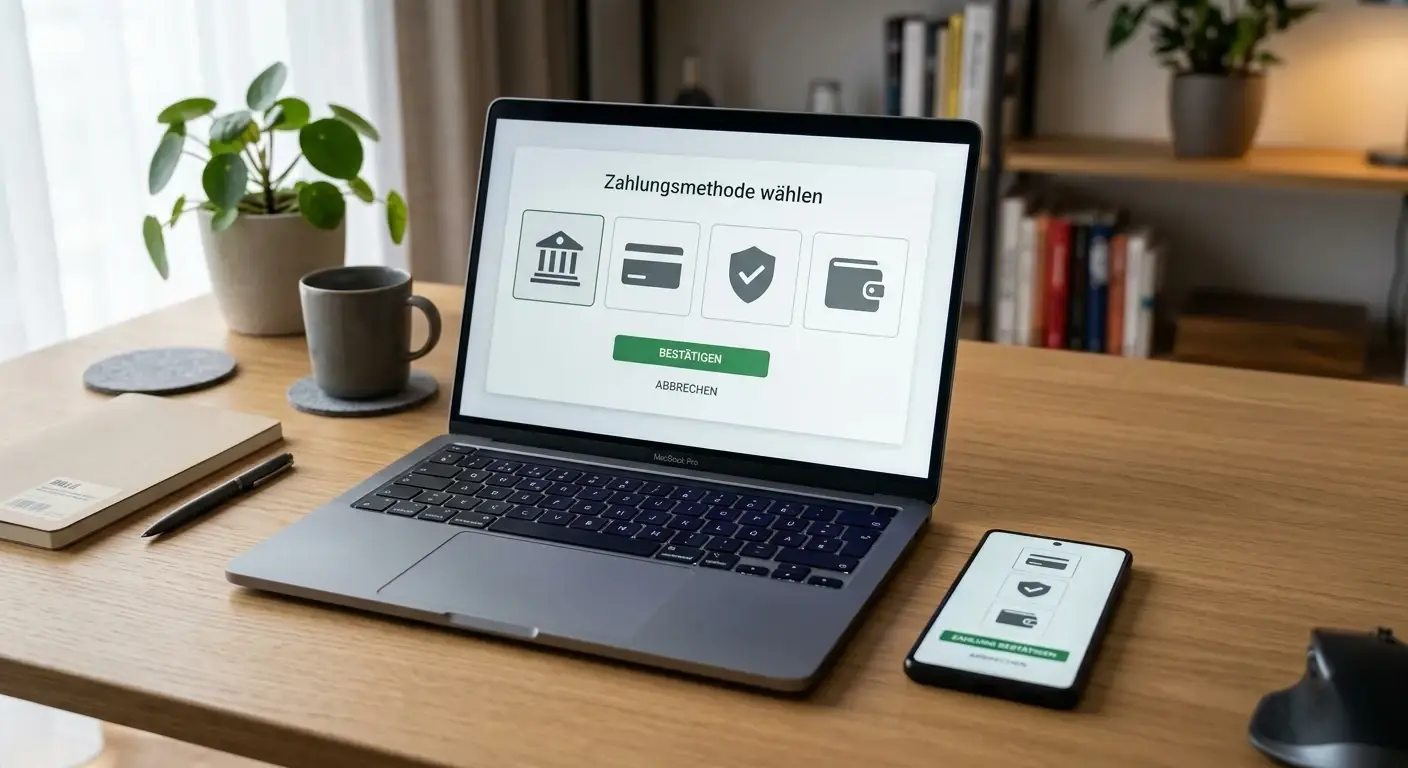 Smartphone mit neutralem Zahlungsauswahlbildschirm ohne Markenlogos