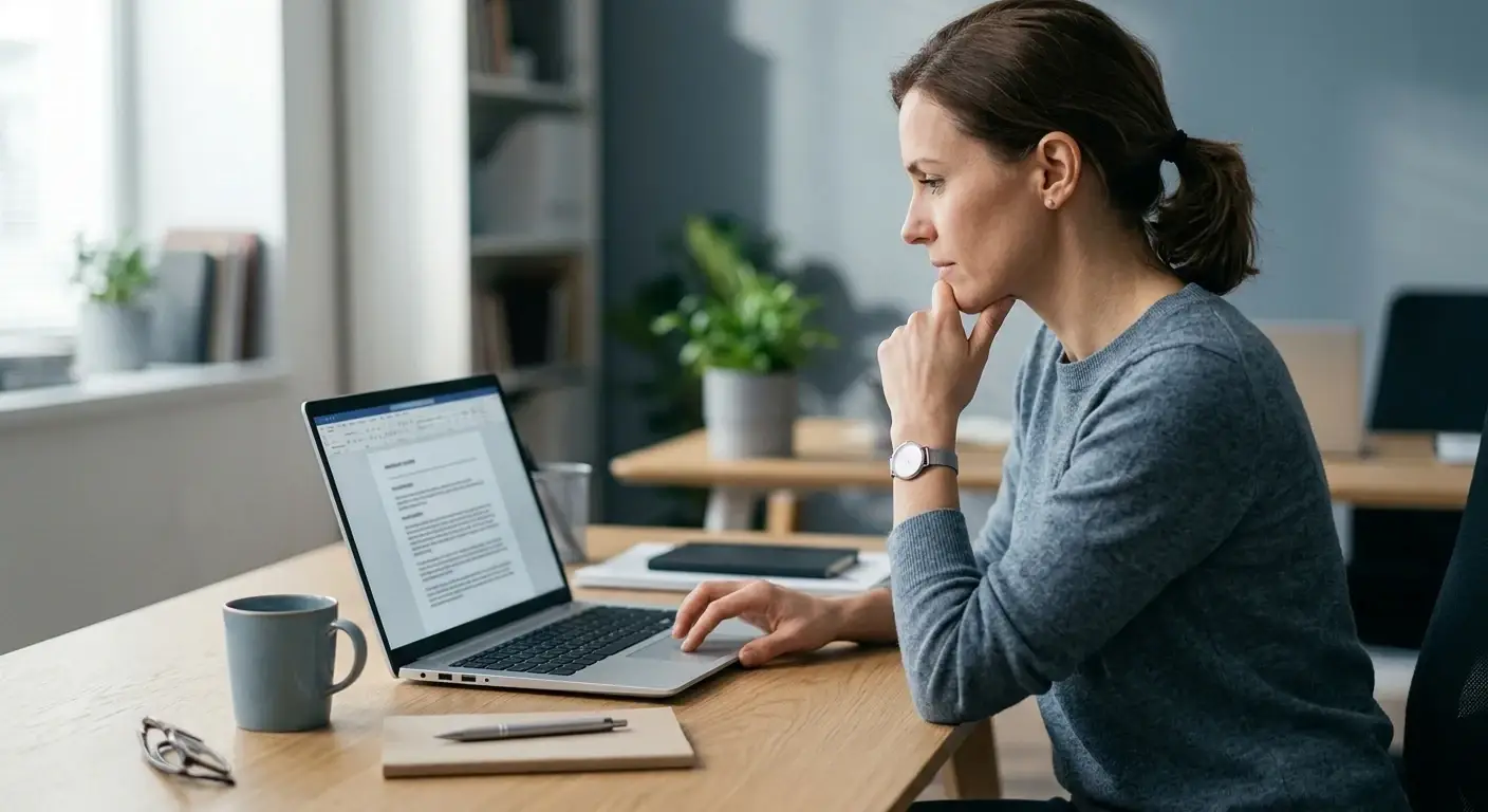 Neutrale Lizenzprüfung auf einem Laptop ohne Markenkennzeichen