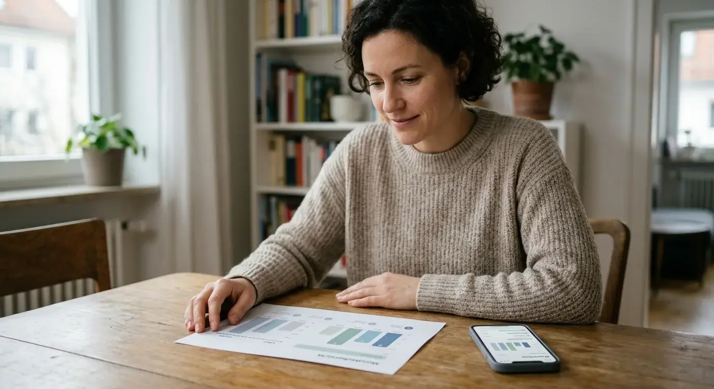 Neutrale Darstellung von Einzahlungslimit und Spielerschutz mit ruhiger deutscher Büroszene