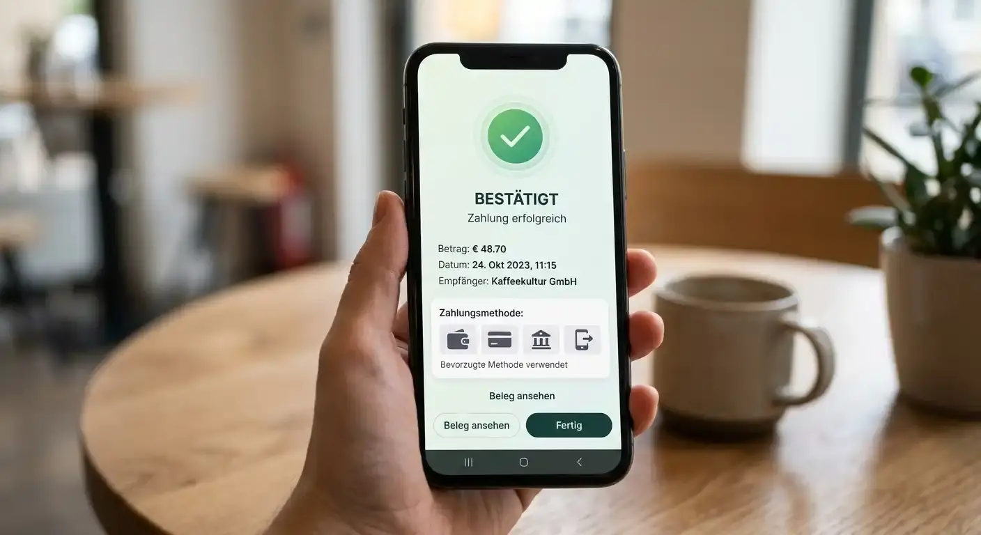 Mobile Kasse mit neutralen Zahlungsoptionen ohne Markenlogos