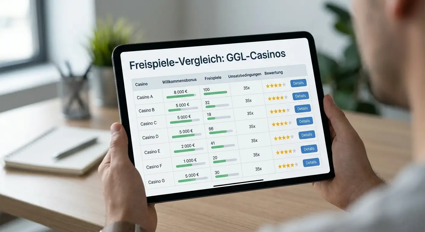 Vergleichstabelle mit verschiedenen Casino-Bonus-Angeboten