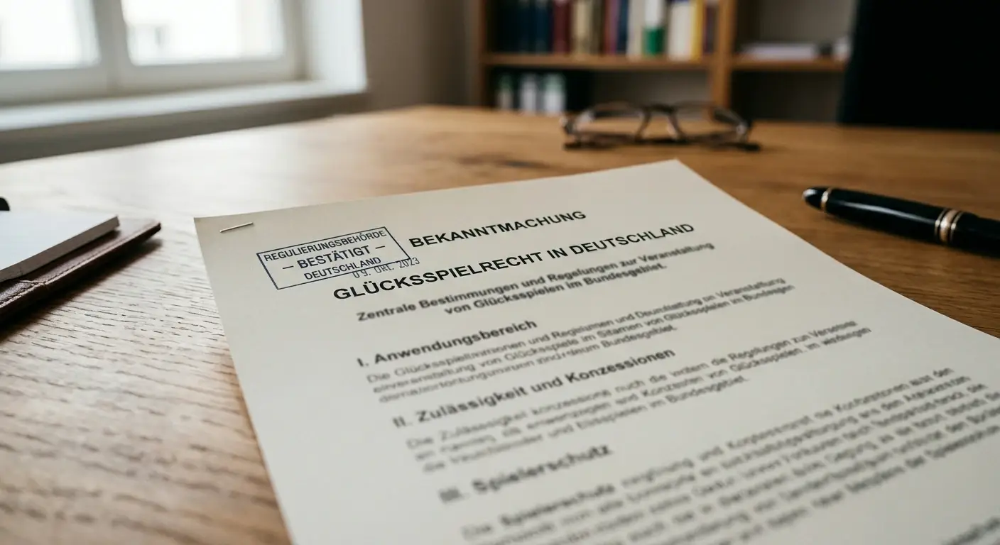 Deutsches Glücksspielrecht Dokument mit offiziellen Stempeln