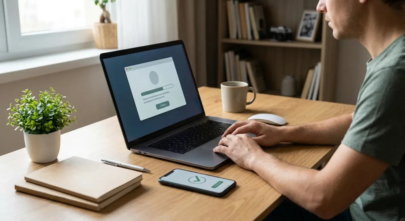 Sichere Bestätigung einer Klarna-Einzahlung am Laptop