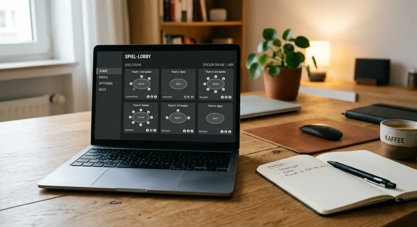 Laptop mit geöffneter Poker-Lobby zum Vergleich legaler Anbieter in Deutschland