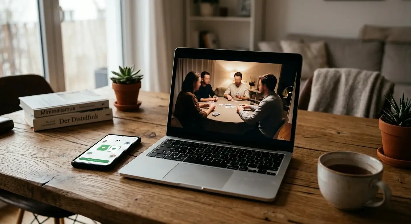 Live-Punto-Banco per Videostream neben der Zufallsgenerator-Version am Laptop