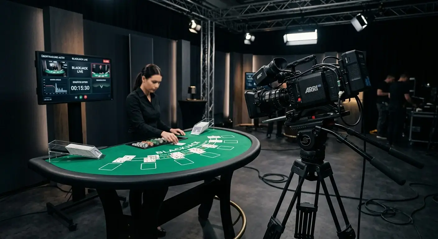 Live-Dealer-Blackjack aus dem Studio wird per Videostream übertragen