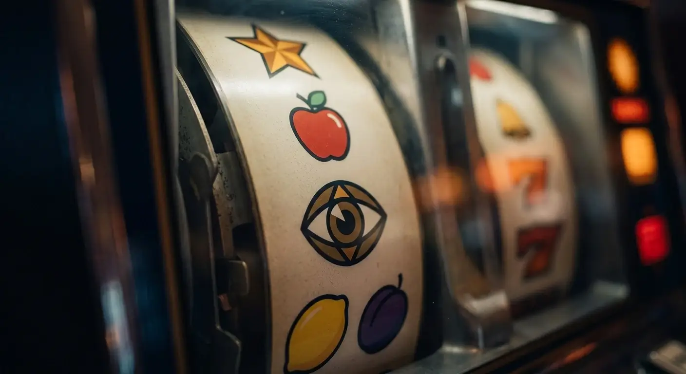 Klassische Merkur-Spielautomaten mit Walzensymbolen ohne Markenlogo