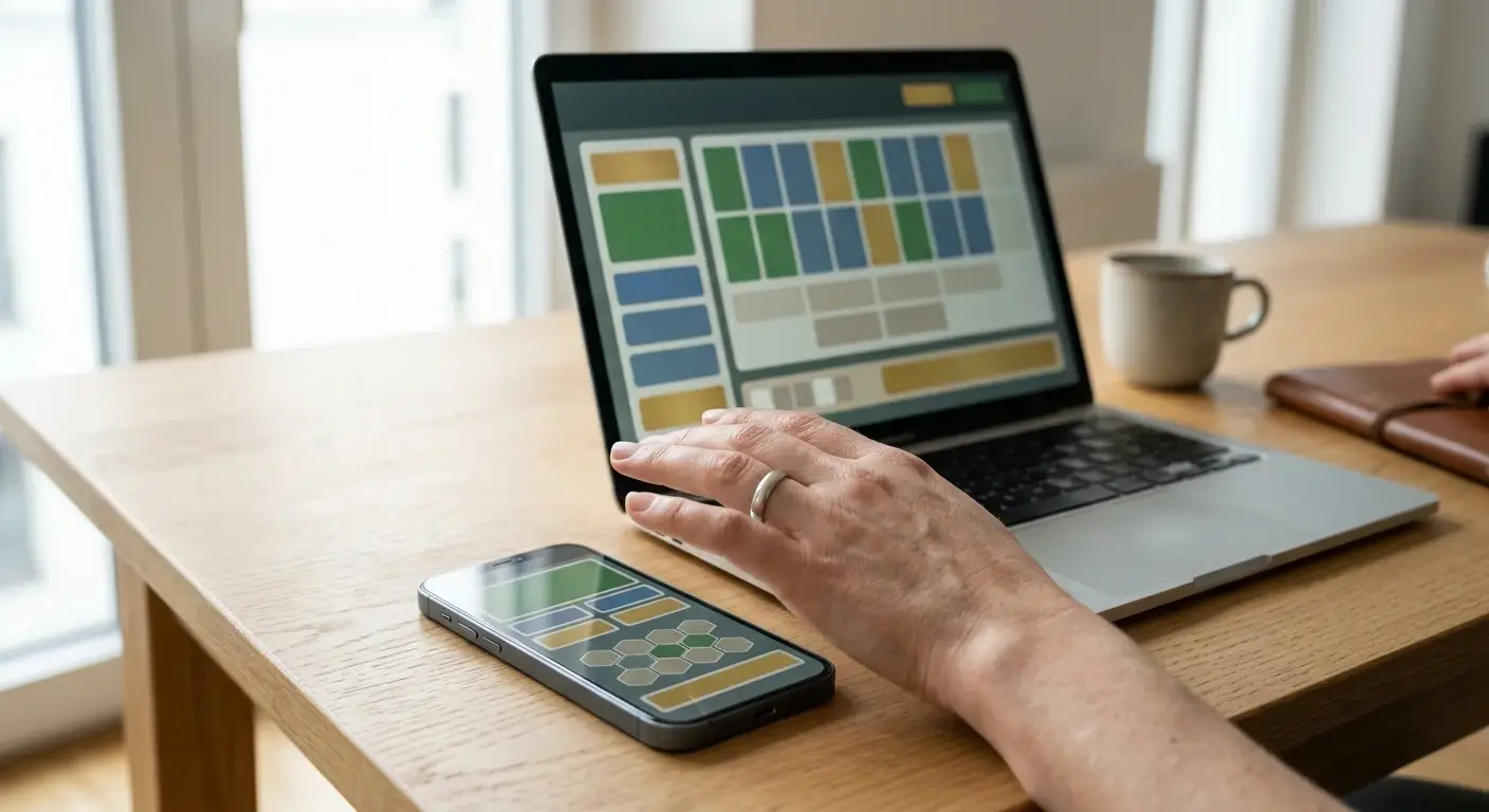 Laptop und Smartphone mit neutraler Darstellung von Automatenspielen