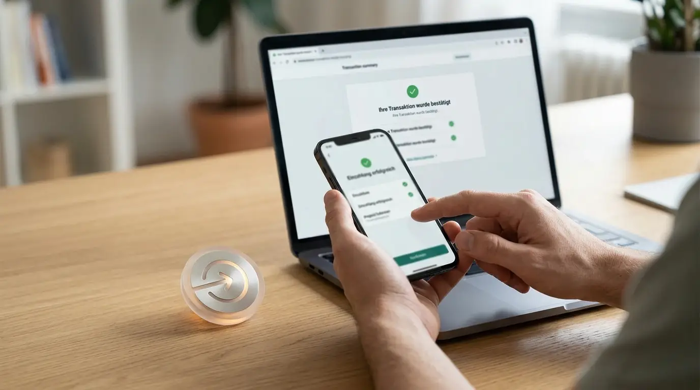 Smartphone mit neutralem Zahlungsfenster für eine OKTO-Wallet-Einzahlung