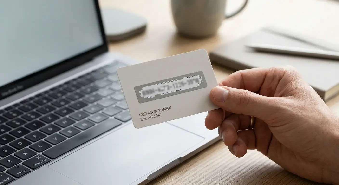 Neutrale Prepaid-Guthabenkarte mit unscharfem Zahlencode für die Einzahlung im Online-Casino