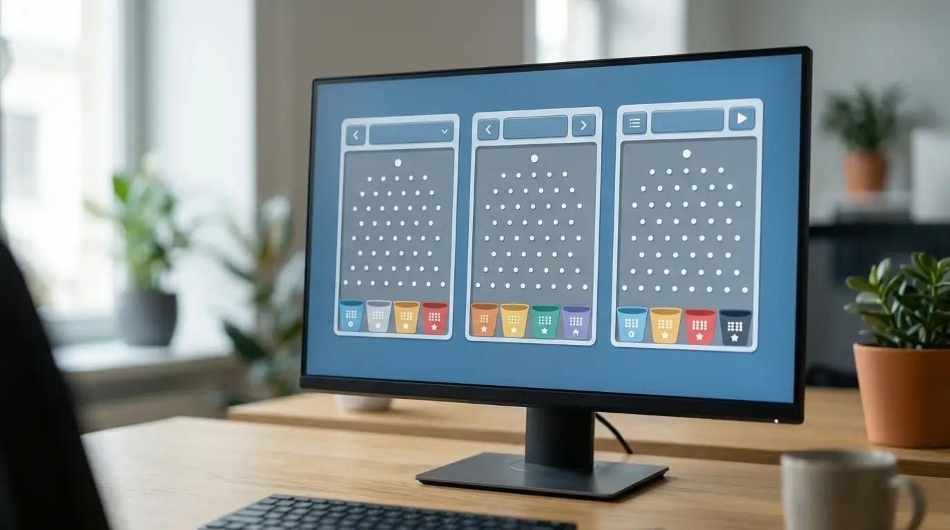 Verschiedene Plinko Varianten nebeneinander auf einem Bildschirm
