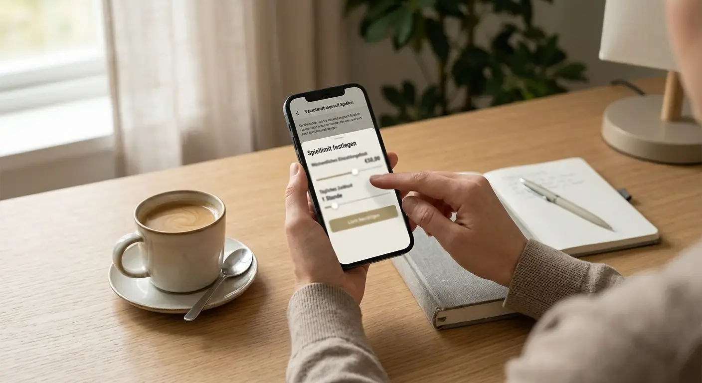 Person legt am Smartphone ein Einzahlungslimit fest