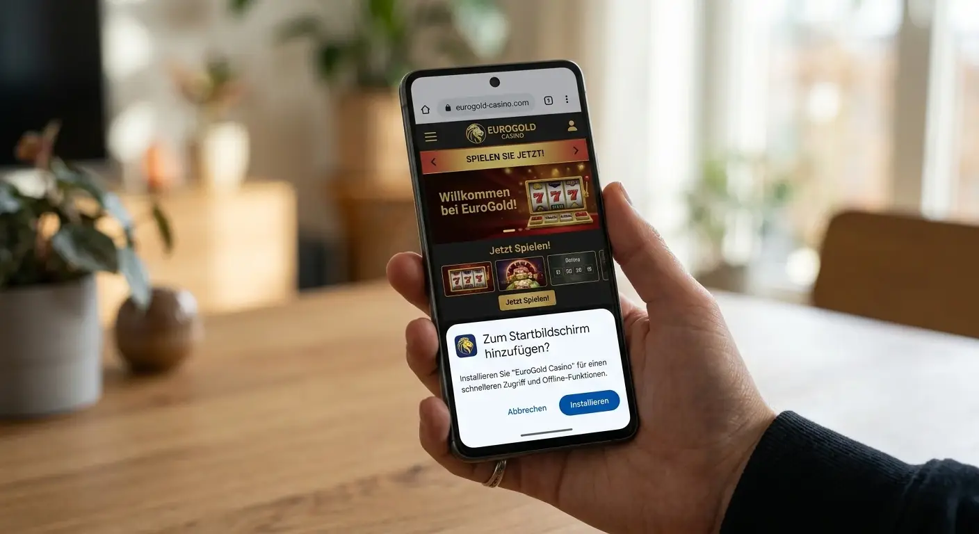 Smartphone zeigt PWA-Installationsaufforderung im Browser