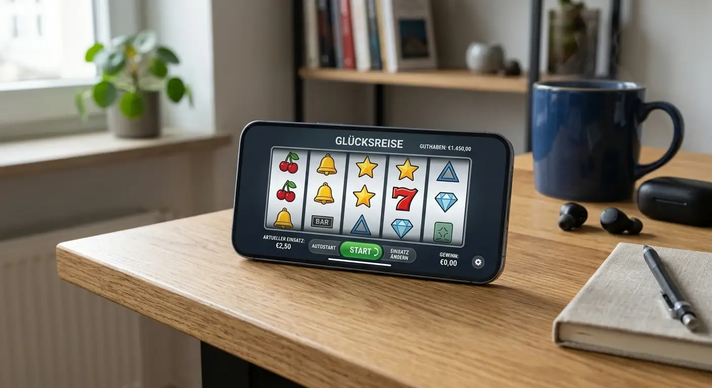 Neutrale Spielautomatenansicht auf einem Smartphone mit klar lesbaren Spielinformationen