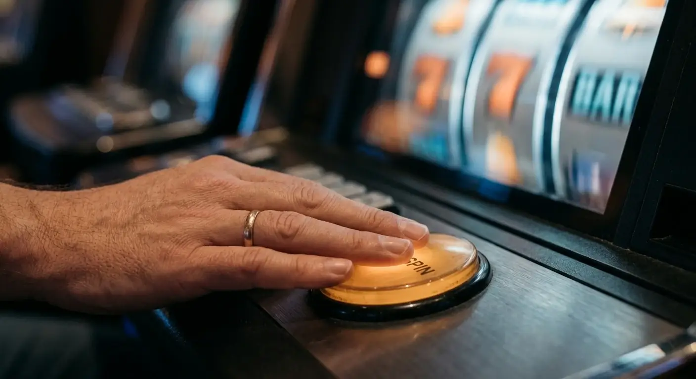 Ruhige Hand hält am Automaten inne statt automatisch weiterzuspielen
