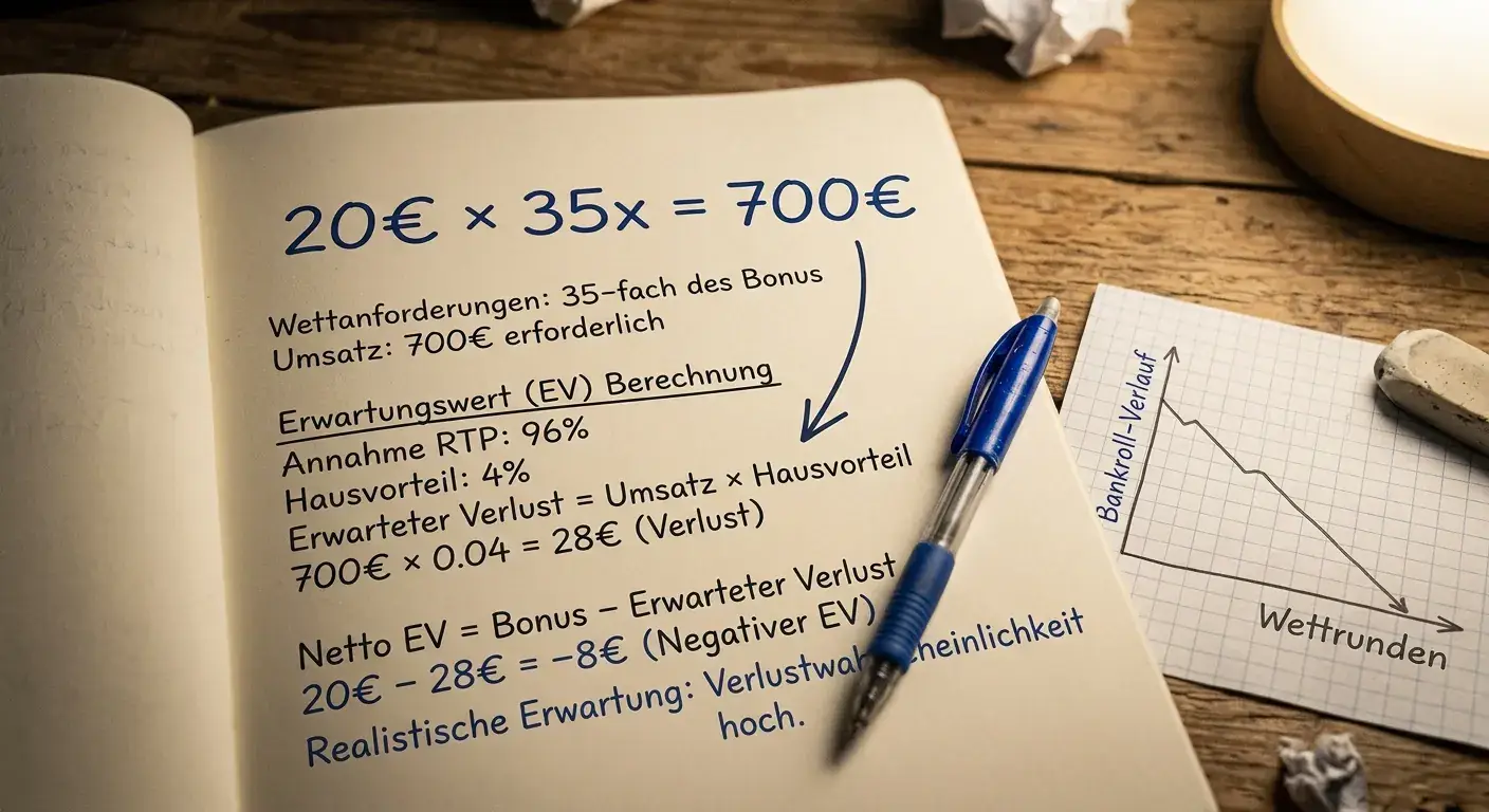 Umsatzbedingungen und Erwartungswert-Berechnung bei 20-Euro-Boni