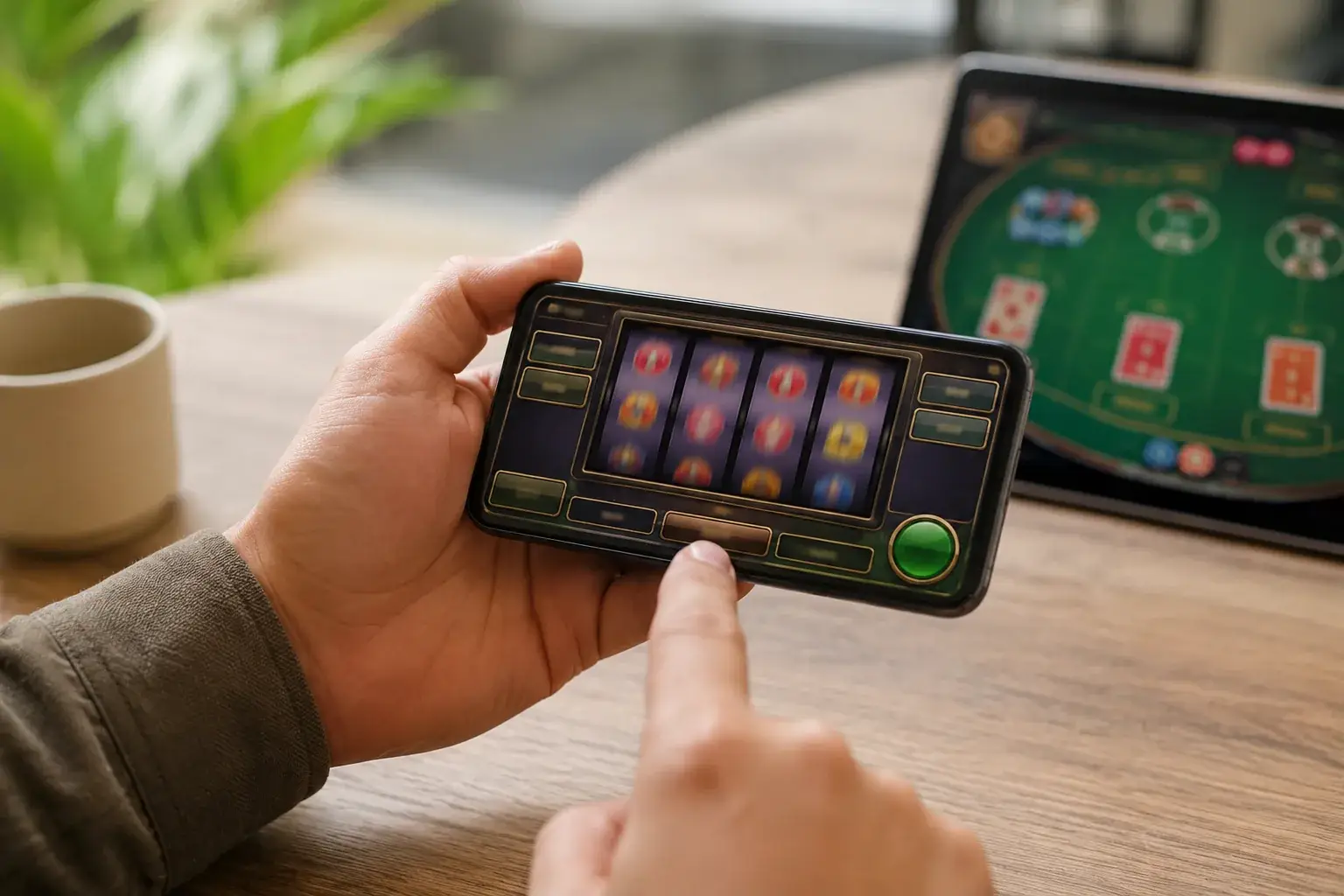 Mobile USDT-Casino-Spiele auf einem neutralen Smartphone ohne Markenkennzeichen